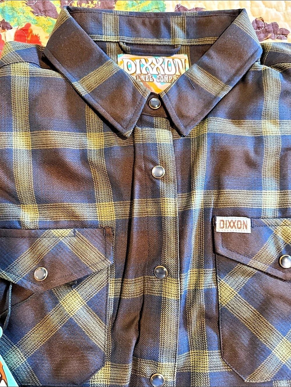 Dixxon The Cove Flannel Plaid Shirt Brown & Blue Size Large
